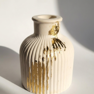 Gold Ribbed Vase